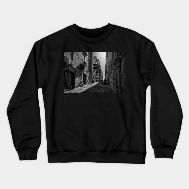 Coffee Morning in Valletta - Monochrome Crewneck Sweatshirt by Violaman